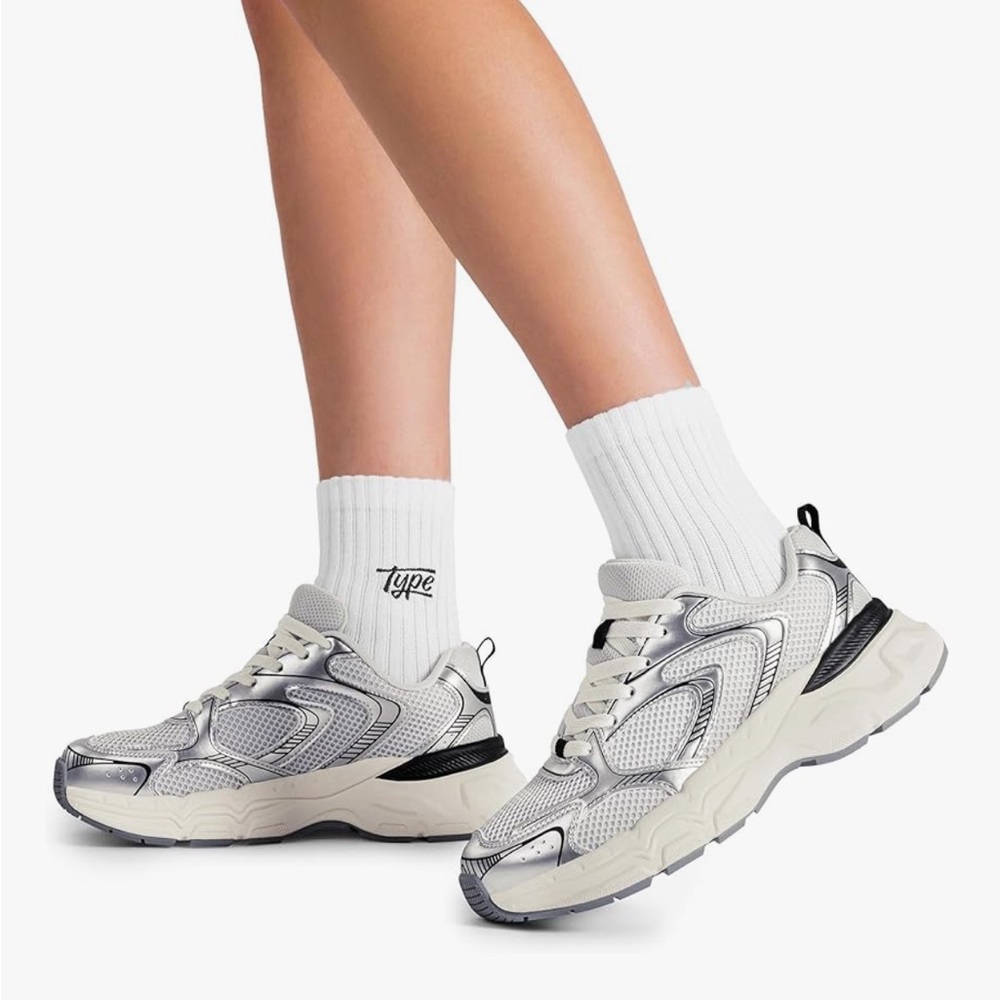 Stylish White and Gray Sneakers - Picture 8 of 8